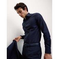 M&S Slim Fit Ultimate Non Iron Cotton Shirt Dark Navy