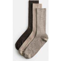 Autograph 3 Pack Lambswool Socks Brown Mix