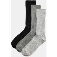 Autograph 3 Pack Lambswool Rich Socks Grey Mix
