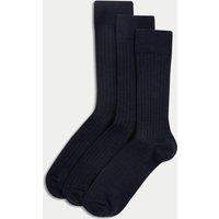 Autograph 3 Pack Lambswool Rich Socks Dark Navy