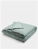 M&S X Fired Earth Cotton with Linen Bedspread Storm