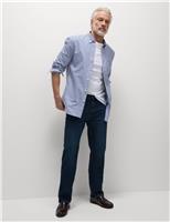 M&S Ultimate Pure Cotton Check Oxford Shirt Navy Mix