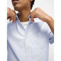 M&S Ultimate Pure Cotton Striped Oxford Shirt Blue Mix
