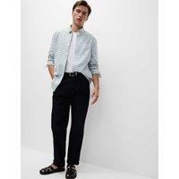 M&S Ultimate Pure Cotton Check Oxford Shirt Green Mix