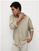 Cotton Linen Blend Striped Shirt