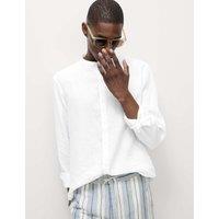 M&S Pure Linen Grandad Collar Shirt White