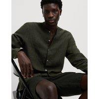 Pure Linen Grandad Collar Shirt