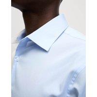 M&S Extra Slim Fit Easy Iron Cotton Blend Shirt Light Blue