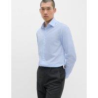 M&S Extra Slim Fit Easy Iron Cotton Blend Shirt Light Blue