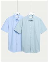 2 Pack Regular Fit Short Sleeve Checked Shirts