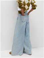Lyocell Blend Wide Palazzo Leg Jeans