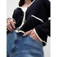 Cotton Blend Textured Knitted Jacket