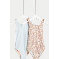 2pk Print Bow Swimsuit (2-8 Yrs)