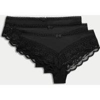 3pk Lace Trim Brazilian Knickers