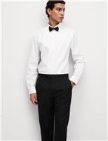 M&S Slim Fit Cotton Dress Shirt with Bow Tie White