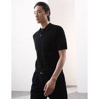 Pure Cotton Textured Knitted Polo Shirt