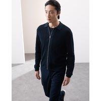 Mercerised Cotton Ribbed Knitted Jacket