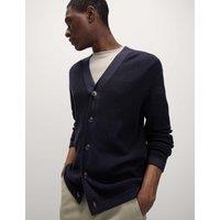 Cotton Modal Blend Textured V-Neck Cardigan