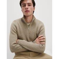 Cotton Blend Half Up Ribbed Jumper