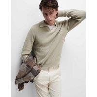 Cotton Rich Open Neck Jumper with Wool