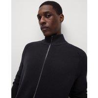 Cotton Rich Milano-Knit Funnel Neck Knitted Jacket