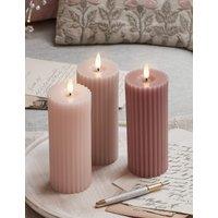Set of 3 TruGlow Fluted Wax LED Candles