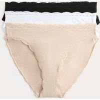 M&S 3pk Cotton Rich High Leg Knickers Opaline Mix
