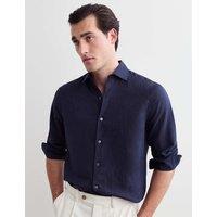 JAEGER Regular Fit Luxury Linen Cotton Shirt Navy
