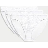 M&S 3pk Amelia Lace High Leg Knickers White