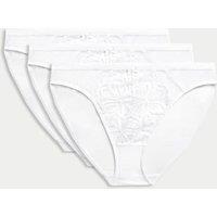 M&S 3pk Amelia Lace High Leg Knickers White