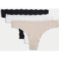 M&S 3pk Cotton Rich Thongs Opaline Mix