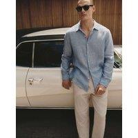 M&S Regular Fit Pure Linen Shirt Chambray