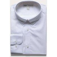 M&S Regular Easy Iron Cotton Blend Striped Shirt White Mix