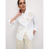 Pure Cotton Embroidered Collared Shirt