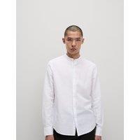 M&S Cotton Linen Blend Grandad Collar Shirt White