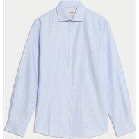 JAEGER Regular Fit Luxury Linen Cotton Shirt Blue