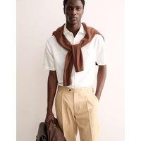 JAEGER Regular Fit Luxury Linen Cotton Short Sleeve Shirt White