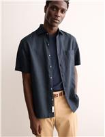 Regular Fit Luxury Linen Cotton Blend Short Sleeve Shirt