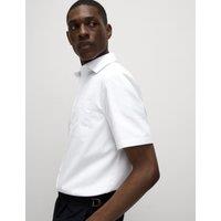 M&S Regular Fit Cotton Blend Short Sleeve Shirt White