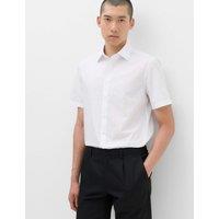 M&S Slim Fit Easy Iron Cotton Blend Short Sleeve Shirt White