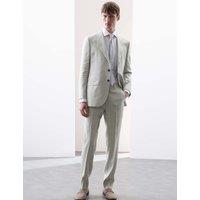 Tailored Fit Italian Performance Linen Blend Suit Trousers