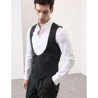 Autograph Italian Performance Linen Blend Double Breasted Waistcoat Black