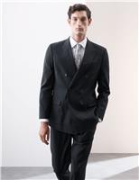 Tailored Fit Italian Performance Linen Blend Double Breasted Suit Jacket