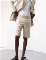 Autograph Tailored Fit Italian Performance Linen Blend Suit Shorts Stone