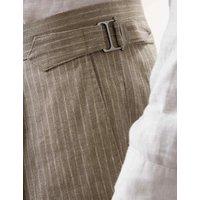 Tailored Fit Italian Performance Linen Blend Pinstripe Suit Trousers
