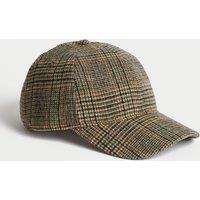 Wool Blend Checked Baseball Cap