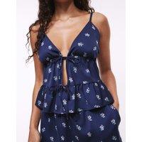 Dream Satin Floral Tie Front Cami Top
