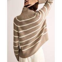 Pure Merino Wool Striped High Neck Jumper