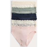 M&S 5pk Cotton Rich Printed High Leg Knickers Dusty Green