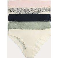 M&S 5pk Cotton Rich Printed Brazilian Knickers Dusty Green